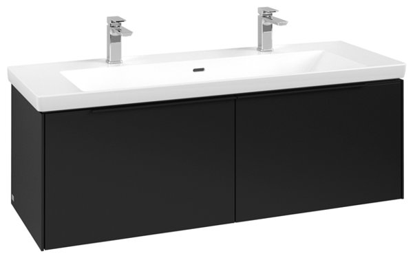 Villeroy & Boch Subway 3.0, Waschbeckenunterschrank, 1272x429x478 mm, 2 Auszüge, C6010, Farbe: Front/Korpus: Volcano Black, Griff: Volcano Black von Villeroy und Boch AG