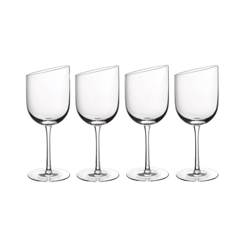 Villeroy & Boch NewMoon Rotweinkelch Set, 4tlg, Elegante, 405 ml randvoll gemessen, Moderne Rotweingläser für jeden Tag, Kristallglas, klar, spülmaschinengeeignet von Villeroy & Boch