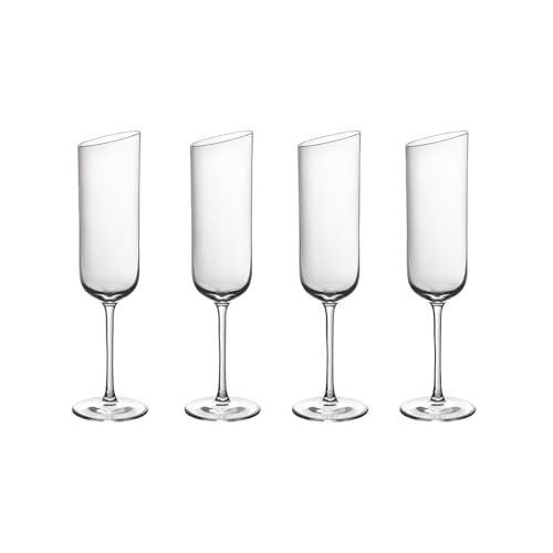 Villeroy und Boch - NewMoon Sektkelch Set, 4tlg., elegante, modern geschnittene Sektgläser, Kristallglas, klar, spülmaschinengeeignet von Villeroy & Boch