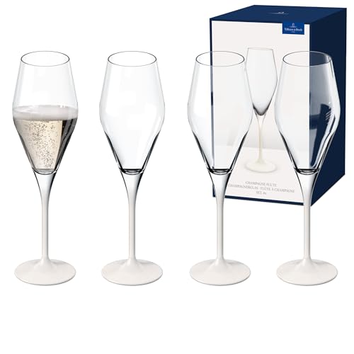 Villeroy & Boch - Manufacture Rock Blanc Champagnerkelch Set, 4Tlg. Gläserset Für Sekt Und Schaumweine, 260 Ml, Kristallglas, Mattweiße Schieferoptik von Villeroy & Boch