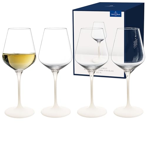 Villeroy & Boch - Manufacture Rock Blanc Weißweinkelch Set, 4Tlg. Gläserset Für Weißwein, 380 Ml, Kristallglas, Mattweiße Schieferoptik von Villeroy & Boch