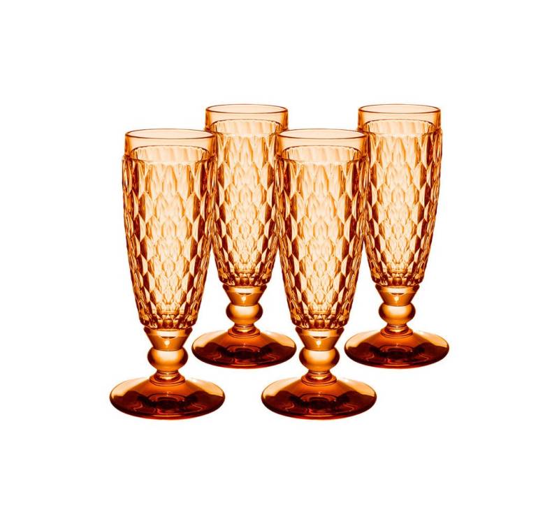 Villeroy & Boch Sektglas Boston Apricot Sektglas, 120 ml, 4 Stück, Glas von Villeroy & Boch