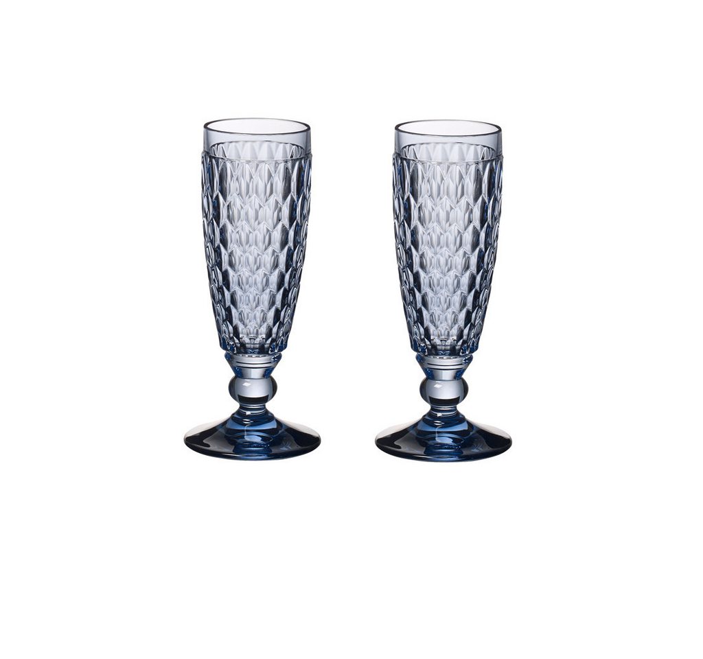 Villeroy & Boch Sektglas Boston coloured Sektkelch blue, Set 2tlg., Glas von Villeroy & Boch