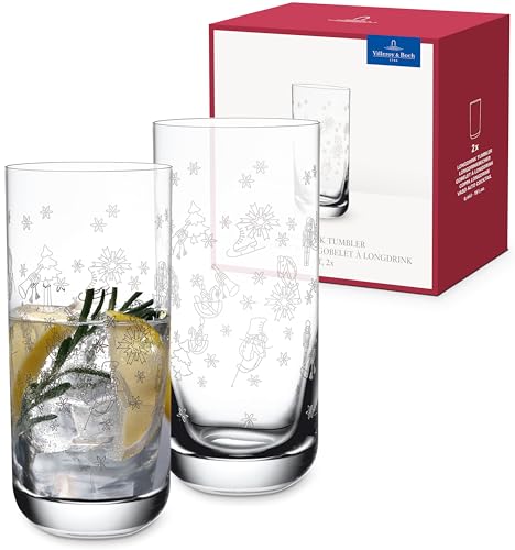 Villeroy & Boch – Toy's Delight Longdrinkbecher-Set mit 2 Trinkgläser, Kristallglas, Glas, Transparent, Spülmaschinenfest, Füllmenge 330 ml, Weihnachtliche Gläser, Weihnachtsmotive, Weihnachtsgläser von Villeroy & Boch