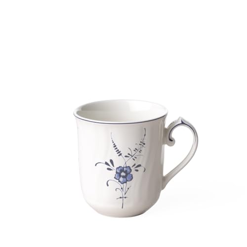 Villeroy & Boch Vieux Luxembourg Kaffeebecher, 290 ml, Höhe: 8,8 cm, Premium Porzellan, Weiß/Blau, 1 Stück (1er Pack) von Villeroy & Boch