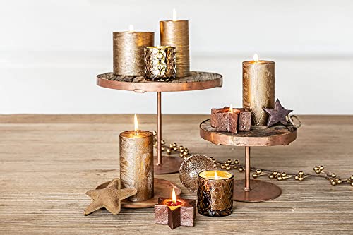 Bronze Stumpen Kerzen Perlmut Advents Weihnachtskerze Deko Kerze SPAAS© Geschenk (7 cm Ø x 13 cm Hoch, Bronze Metallic) von Vilo Visions