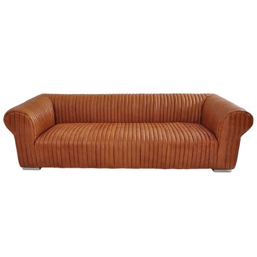 Ledersofa Columbia 3-Sitzer Vintage-Leder Columbia Brown (Hellbraun, Congnacton) Echtleder Sofa von Vintage-Line