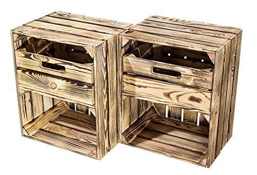 2x 3x 4x 6x 8x 9x Vintage-Möbel24 geflammte/gebrannte Kiste mit Schublade Quer 50cm x 40cm x 30cm Obstkiste Apfelkiste Holzkiste Regal (2) von Vintage Möbel 24 GmbH