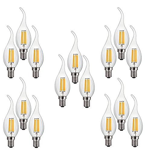 ZYUJIA E14 6W Dimmbare LED Lampen(Entspricht 60W) 15 Packungen C35 LED Kerzenbirne 600LM 2700K Warmweiß Vintage Glühbirne Energiesparende Kandelaberlampe von ZYUJIA