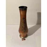 Vintage Kupfer Vase Aus Metall, 14" Groß, Schwer, Qualität, Schönes Filigranes Design, Wohndekor, Tischdekoration, Regal Display von VintageCopperAndMore