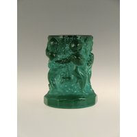 Boho Czech Art Deco Malachit Jade Glas Putti Vase von VintageRetroEu