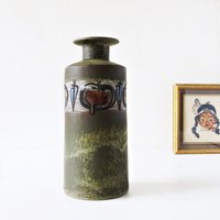 Ceramano 170, Grüne Mid Century Vase, Dekor Manzana, West German Pottery von VintageRetroVases