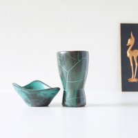 Grootenburg Grüne Mid Century Vase Und Schale Von Paul Dresler von VintageRetroVases