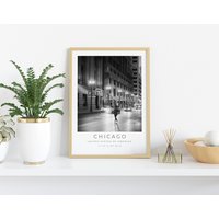 Chicago Poster, Vintage Schwarz Und Weiß, Koordinaten, Poster von VintagefeelsPrints