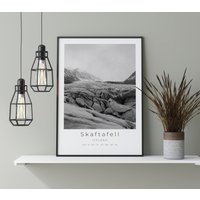 Skaftafell Poster, Island Vintage Schwarz Und Weiß, Koordinaten von VintagefeelsPrints