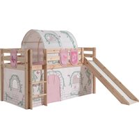 Vipack Hochbett "Pino", Massivholz, Textil-Set "Birdy", wahlweise mit Rutsche und Bett-Tunnel von vipack