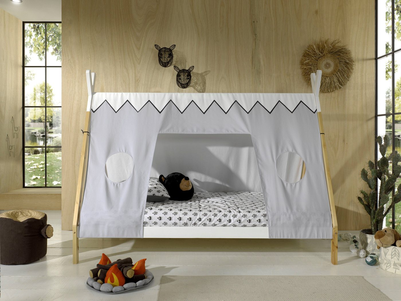 Vipack Kinderbett Tipi, mit Rolllattenrost und Zeltdach, wahlweise mit Schublade von Vipack