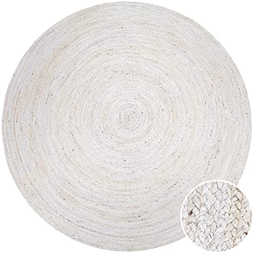 Vipanth Exports Jute-Teppich, weiß, handgewebt, rund, für Wohnzimmer, 60 x 60 cm von Vipanth Exports