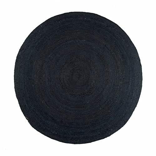 Vipanth Exports Jute-Teppich für Wohnzimmer, rund, 60 x 60 cm, Schwarz von Vipanth Exports