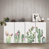 Aquarell Kaktus Und Sukkulenten Große 4-Teilige Static Cling Für Fenster Wandtattoo von VisforVinylShop