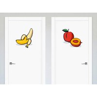 Badezimmer-Vinylaufkleber „Banane Und Pfirsich" Für Kühlschrank, Wände, Fenster Jede Glatte/Ebene Oberfläche von VisforVinylShop