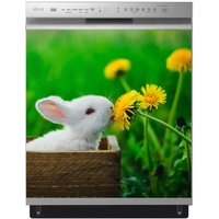 Weißer Hase Mit Löwenzahn-Kunstdruck, Riesiger Magnet Für Geschirrspüler, Waschmaschine Und Mehr in Standardgröße von VisforVinylShop