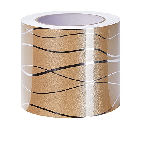 VisitRyl TapetenbordüRe Selbstklebend Vinyl Sockelleiste Dekorative BordüRe Selbstklebende Home BordüRe KüChe TapetenbordüRe Selbstklebend FüR Badezimmer Wohnzimmer Goldene Welle 12cm X 500cm von VisitRyl