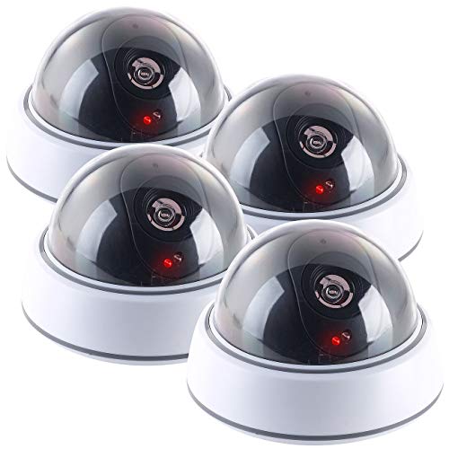 VisorTech Kamera Dummy: 4er-Set Dome-Überwachungskamera-Attrappen, durchsichtiger Kuppel, LED (Überwachungskamera Dummy-Attrappe, Sicherheits-Kamera-Attrappe, Überwachungskameras) von VisorTech