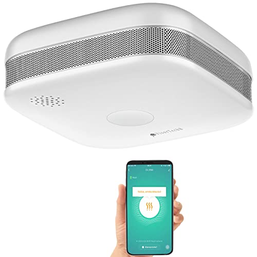 VisorTech Rauchmelder Elesion: Kompakter WLAN-Design-Rauchmelder mit weltweiter App-Benachrichtigung (Feuermelder WLAN, Rauchmelder Set, Tablet Halterung) von VisorTech