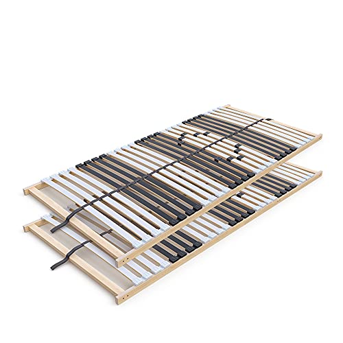 VitaliSpa Lattenrost, Weiß/Schwarz, 90x200 cm 2er Set, 28 Federholzleisten von VitaliSpa