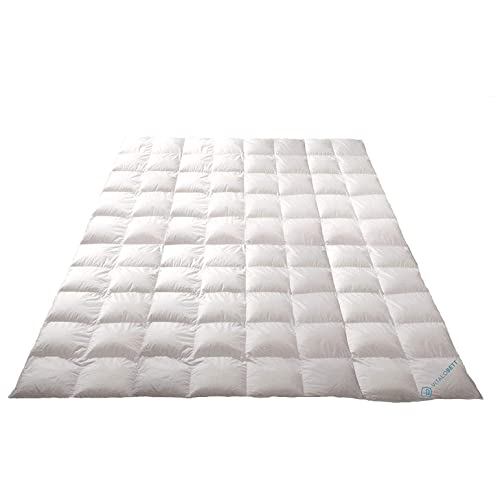 VitaloClassic Sommer Daunen-Decke - extra-leichte Bettdecke - 100% Daunen-Füllung - Allergiker-geeignete Steppdecke - Wärmeklasse 1-200x200 cm von VitaloBett