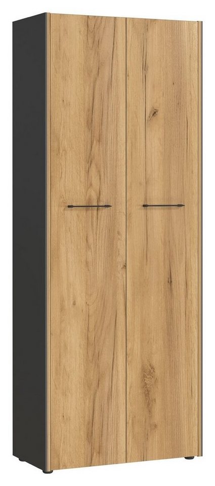Vito Aktenschrank Büroschrank PODIUM, B 75 x H 196 cm, Graphit Dekor, Navarra Eiche Dekor, mit 2 Türen von Vito