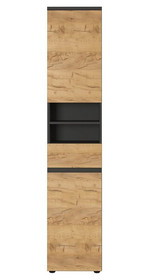 Vito Hochschrank MAYOR, B 39 cm x H 190 cm, Graphit Dekor, Navarra Eiche Dekor, 2 Türen, 1 Schublade von Vito