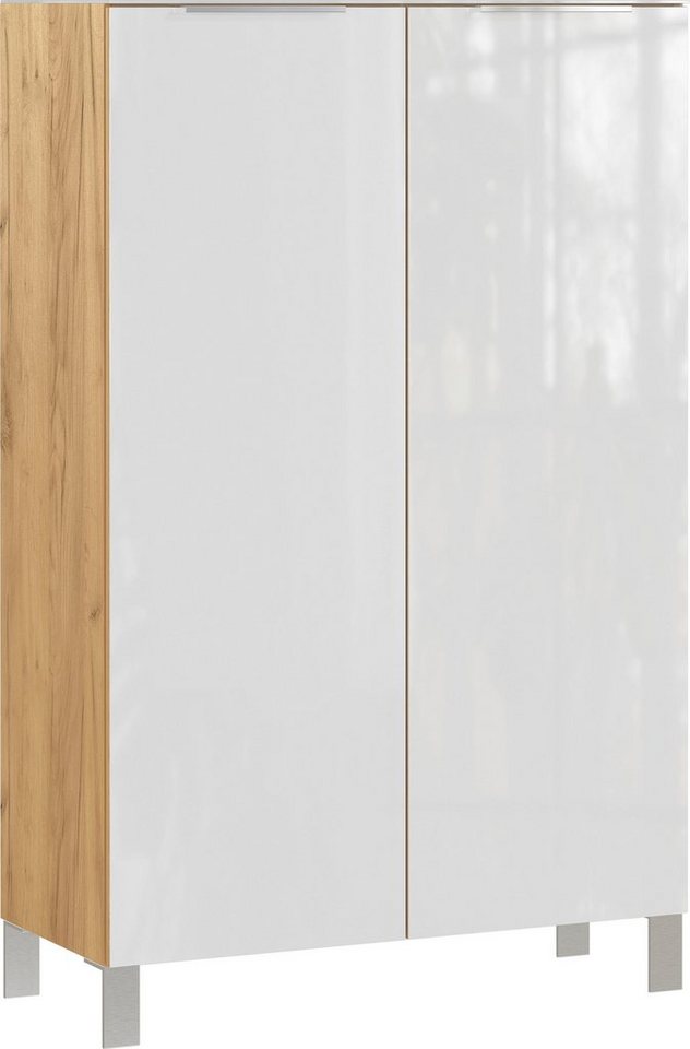 Vito Schuhschrank SIRIANO PLUS, B 80 cm x H 127 cm, Navarra Eiche Deko, Weiß, Glas, 2 Türen von Vito