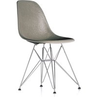 Vitra - Eames Fiberglass Side Chair DSR, verchromt / Eames raw umber (Filzgleiter basic dark) von Vitra