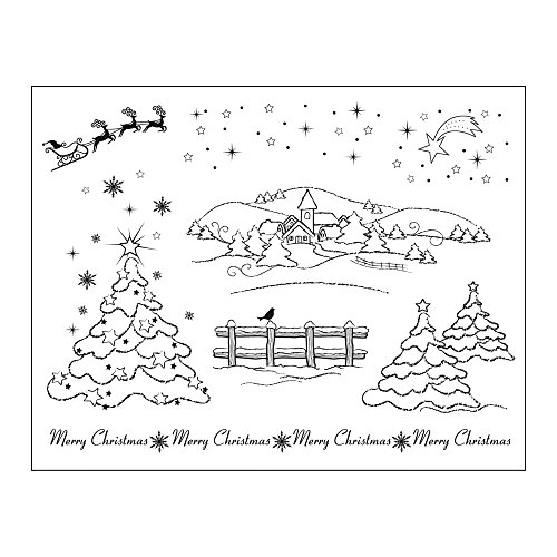 Viva Decor Clear-Stamps (Weihnachtslandschaft) Silikon Stempel - Prägung Stempel - DIY Dekoration stanzen - Stempel Silikon - DIY Stamp - Stempel Prägung - Made in Germany von Viva Decor