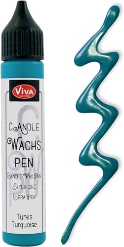 Viva Decor Wachs Pen 28ml (Türkis) Premium Candle Liner & Wax-Pen - Ideal für individuelle Kerzengestaltung - Hochwertiger Wachs-Stift zum Anmalen, Verzieren & Personalisieren von Viva Decor