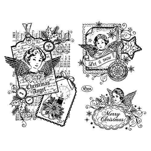 Viva Decor® Clear-Stamps (Weihnachtsengel) Silikon Stempel - Prägung Stempel - DIY Dekoration stanzen - Stempel Silikon - DIY Stamp - Stempel Prägung - Made in Germany von Viva Decor