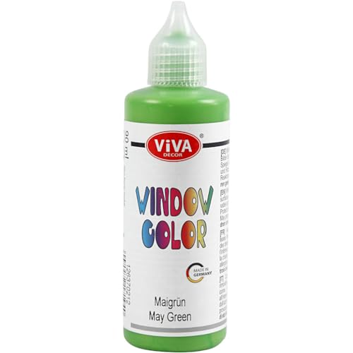 Viva Decor Window Color (Maigrün, 90 ml) Fenstermalfarben für wieder abziehbare Bilder und Sticker für Deko, Spiegel, Fliesen, Vasen und Fenster - Made in Germany von Viva Decor