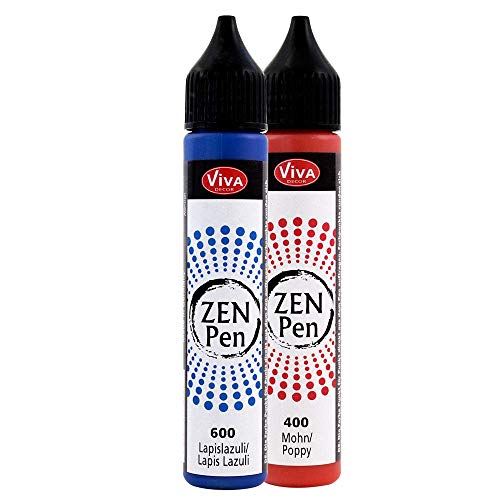 Viva Decor Zen-Pen Set (Mut und Kraft, 2x28 ml) Perlen Stifte zum Basteln - Dot Painting - Dotting Tools- Dotting Tool für Steine, Holz, Leinwand, UVM. von Viva Decor