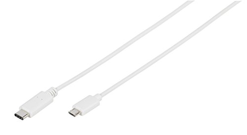 Vivanco Adapter-Kabel (1m, hohe Übertragungsrate/Ladestrom, USB Typ C Stecker auf USB 2.0 Micro B Stecker) weiß von Vivanco