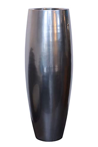 VIVANNO Pflanzkübel Bodenvase Fiberglas Magnum Silber Metallic Hochglanz - 100x29 von VIVANNO