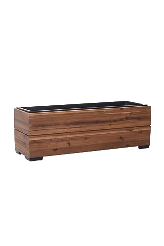 VIVANNO Pflanzkasten Blumenkasten Holz KAJIX Braun mit Einsatz - 61x20x21 von VIVANNO