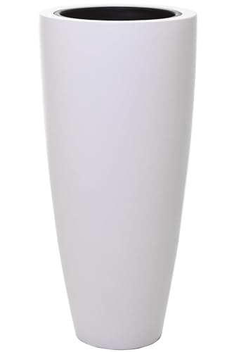 VIVANNO Pflanzkübel Pflanzgefäß Blumenkübel Fiberglas City Weiß matt - 80x37 von VIVANNO