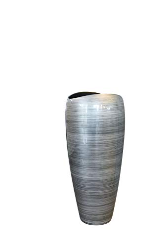 VIVANNO Pflanzkübel Pflanzgefäß Bodenvase exklusiv Deluxe Silber Schwarz Hochglanz 81 x 37 cm von VIVANNO