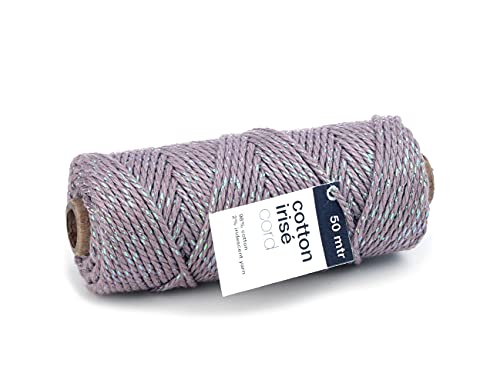 Vivant Kordel Cotton Irisé Cord 50m x 3mm. Baumwolle mit Irisierend Akzente Bastelschnur Dekoration DIY Kunstgewerbe und Deko Ideal zum Handarbeiten, Geschenke Weihnachten fine lila von Vivant