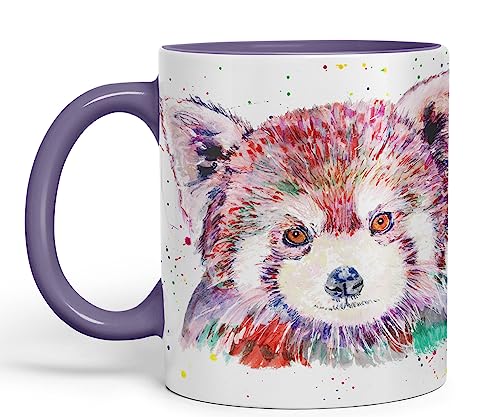 Vixar Rote Panda Tiere Aquarell Kunst Farbig Creamisch 330 ml Tasse Tasse Geschenk Geburtstag Arbeit Büro Tee Kaffee (Violett) von Vixar