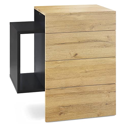 Vladon Nachttisch Queens, Made in Germany, Nachttischschrank mit 2 Schubladen und 1 seitlichem Fach zur Wandmontage, Schwarz matt/Eiche Natur (60 x 63 x 36 cm) Vladon Nachttisch Queens, Made in Germany, Nachttischschrank mit 2 Schubladen und 1 seitlichem Fach zur Wandmontage, Schwarz matt/Eiche Natur (60 x 63 x 36 cm) von Vladon