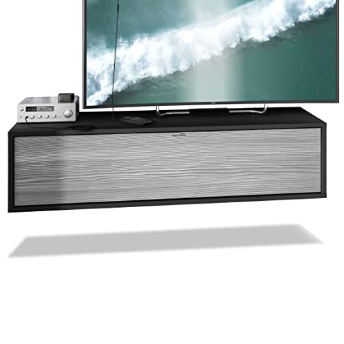 Vladon TV Board Lana 120 Hängeschrank Lowboard 120 x 29 x 37 cm, Made in Germany, Korpus in Schwarz matt, Fronten in Avola-Anthrazit | Große Farbauswahl von Vladon