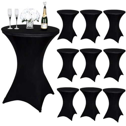Vnituasr 10er-Set Cocktail Tischhussen, Stehtisch Husse für Bistrotisch Ø 80-85 cm, Schwarz Stretch-Tischdecke für Party, Bankett und Stehtische(80×110cm,schwarz) von Vnituasr